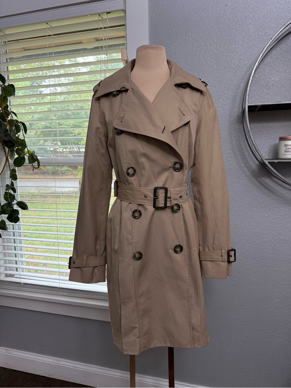 Michael Kors Belted Mid Length Trench Coat Size Small
